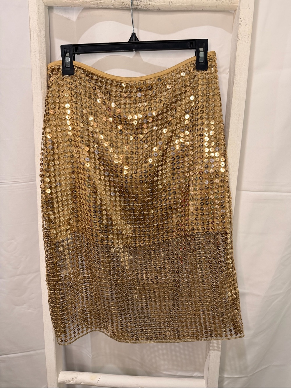 H&M Gold Sequin Midi Skirt